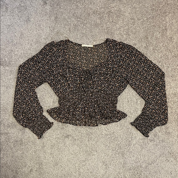 Active USA Tops - Active USA Black Floral Blouse